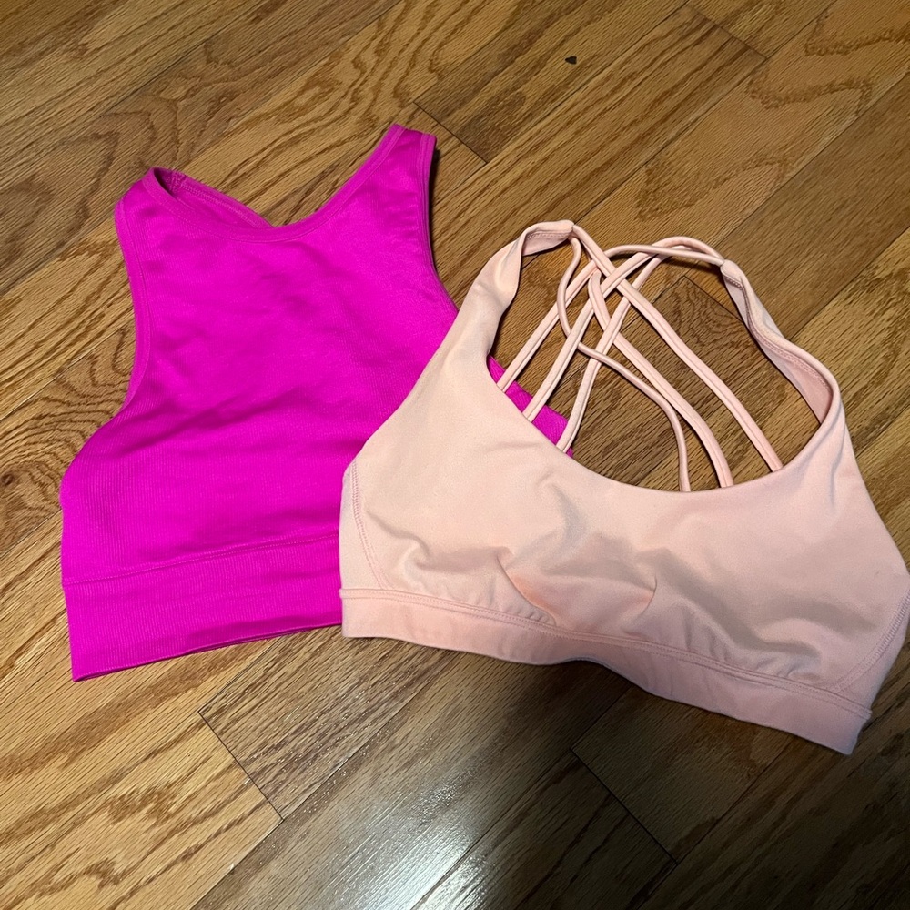 Victoria's Secret Vibrant Pink and Soft Peach Sports Bras